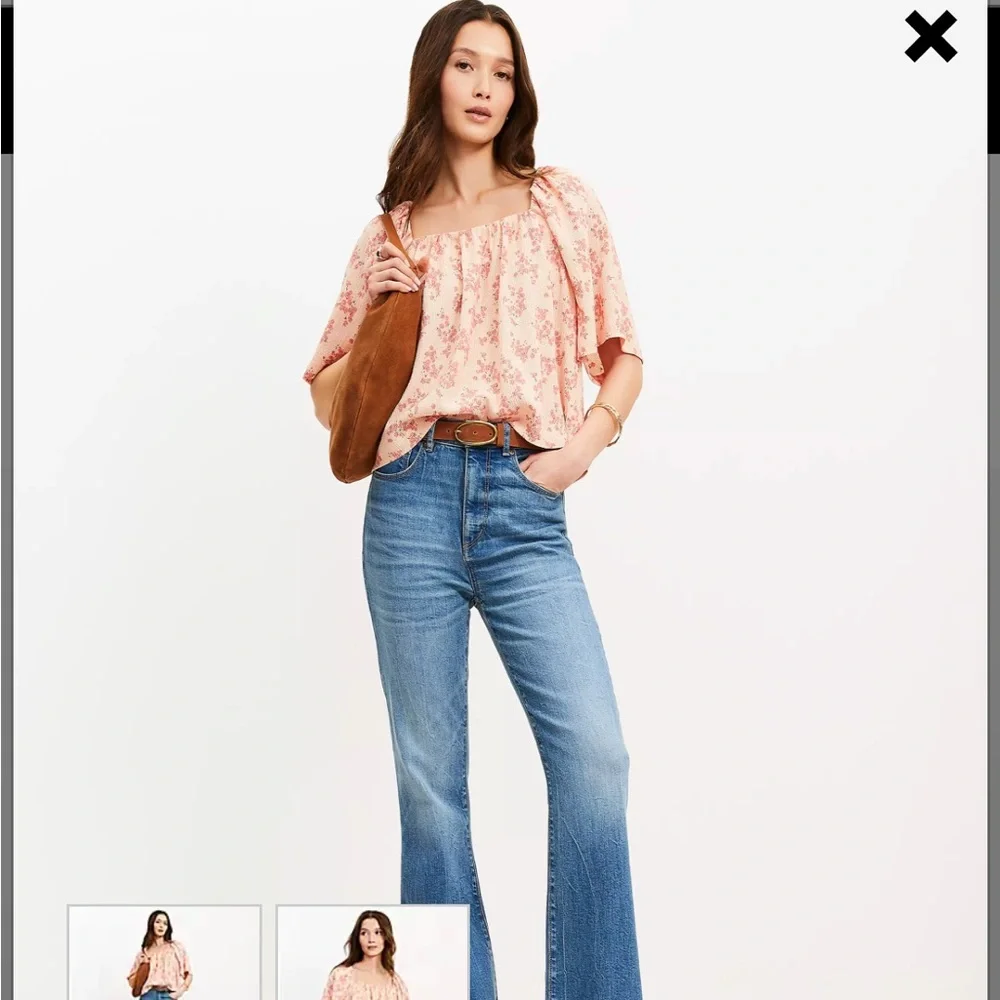 LOFT Pink Floral Puff Sleeve Blouse - Picture 4 of 4